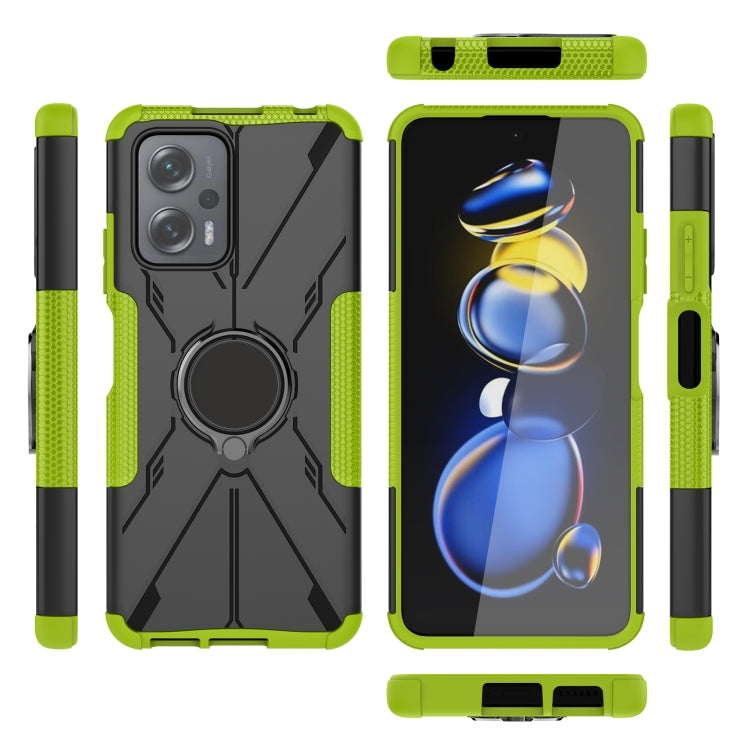 For Xiaomi Redmi Note 11T Pro Armor Bear Shockproof PC + TPU Phone Case with Ring