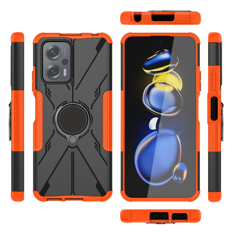 For Xiaomi Redmi Note 11T Pro Armor Bear Shockproof PC + TPU Phone Case with Ring