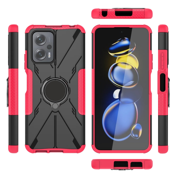 For Xiaomi Redmi Note 11T Pro Armor Bear Shockproof PC + TPU Phone Case with Ring