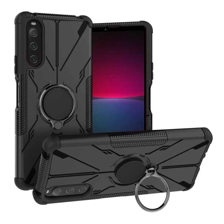 For Sony Xperia 10 IV Armor Bear Shockproof PC + TPU Phone Case with Ring