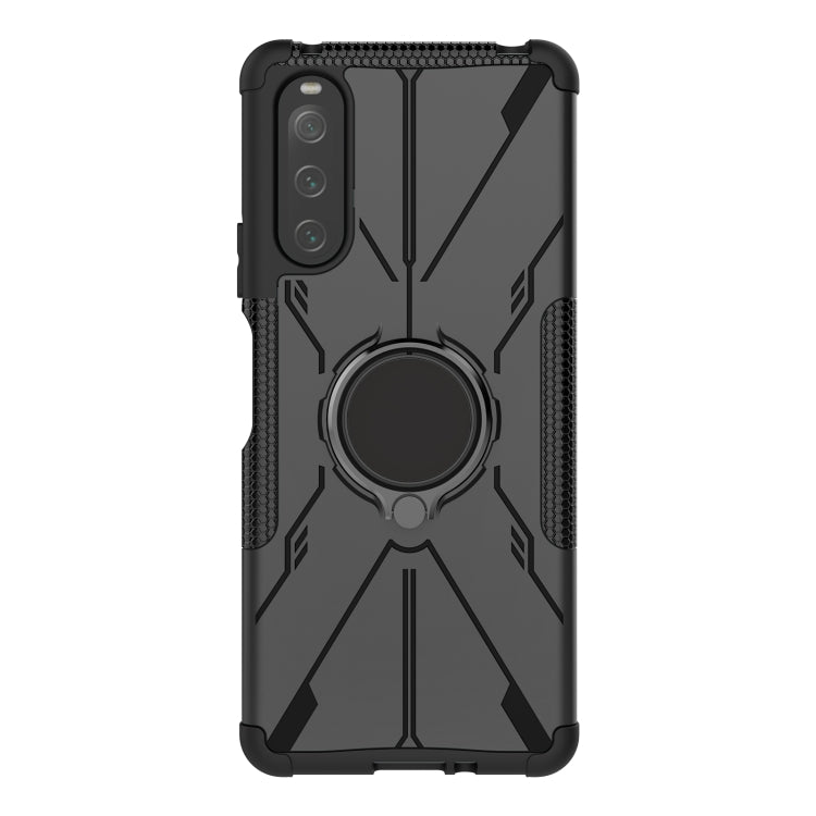 For Sony Xperia 10 IV Armor Bear Shockproof PC + TPU Phone Case with Ring