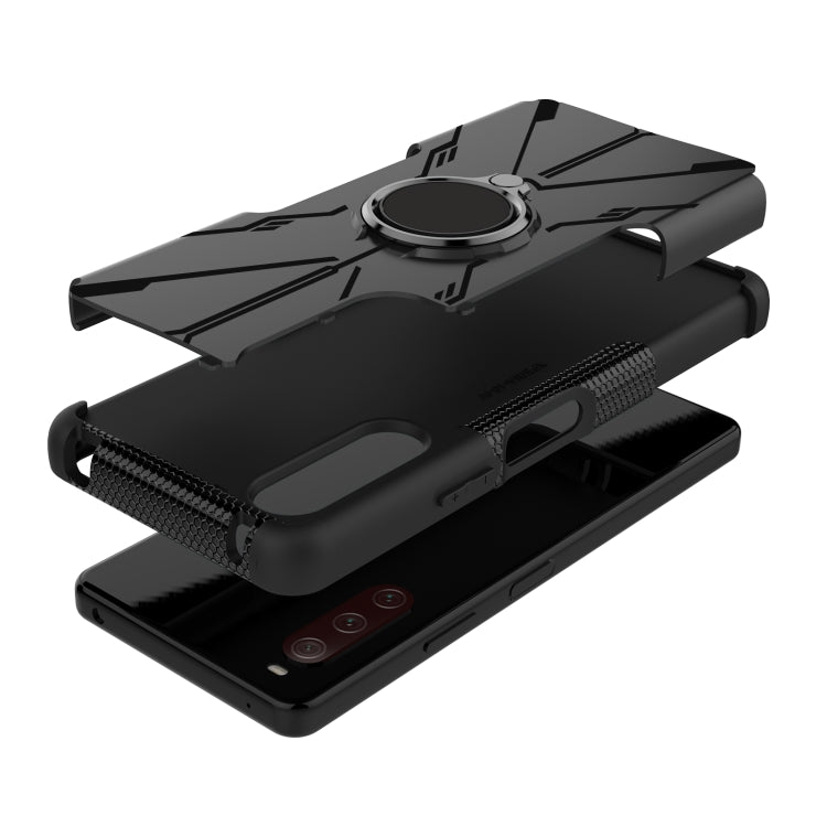For Sony Xperia 10 IV Armor Bear Shockproof PC + TPU Phone Case with Ring