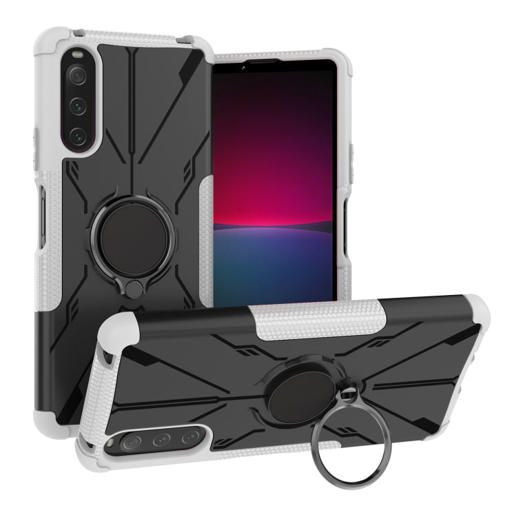 For Sony Xperia 10 IV Armor Bear Shockproof PC + TPU Phone Case with Ring