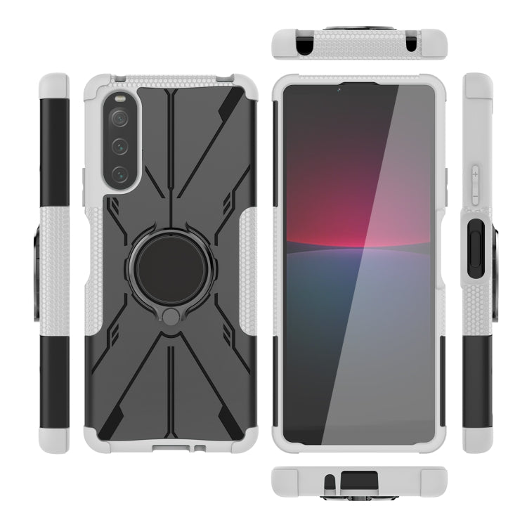 For Sony Xperia 10 IV Armor Bear Shockproof PC + TPU Phone Case with Ring