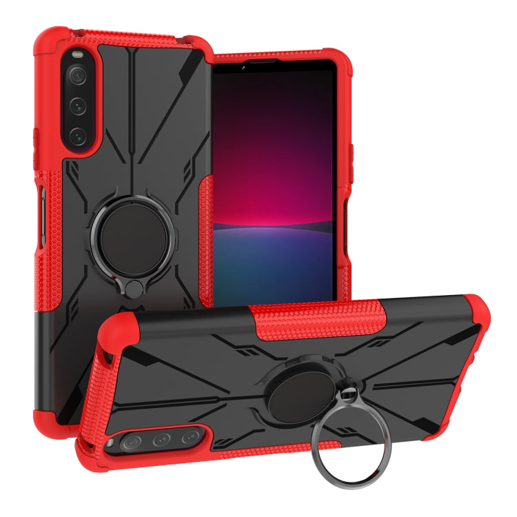 For Sony Xperia 10 IV Armor Bear Shockproof PC + TPU Phone Case with Ring