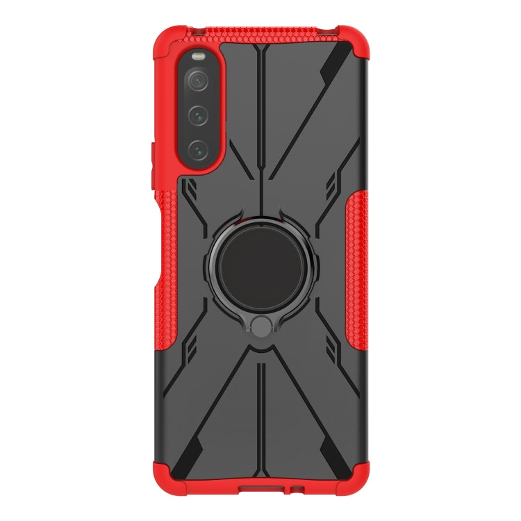 For Sony Xperia 10 IV Armor Bear Shockproof PC + TPU Phone Case with Ring