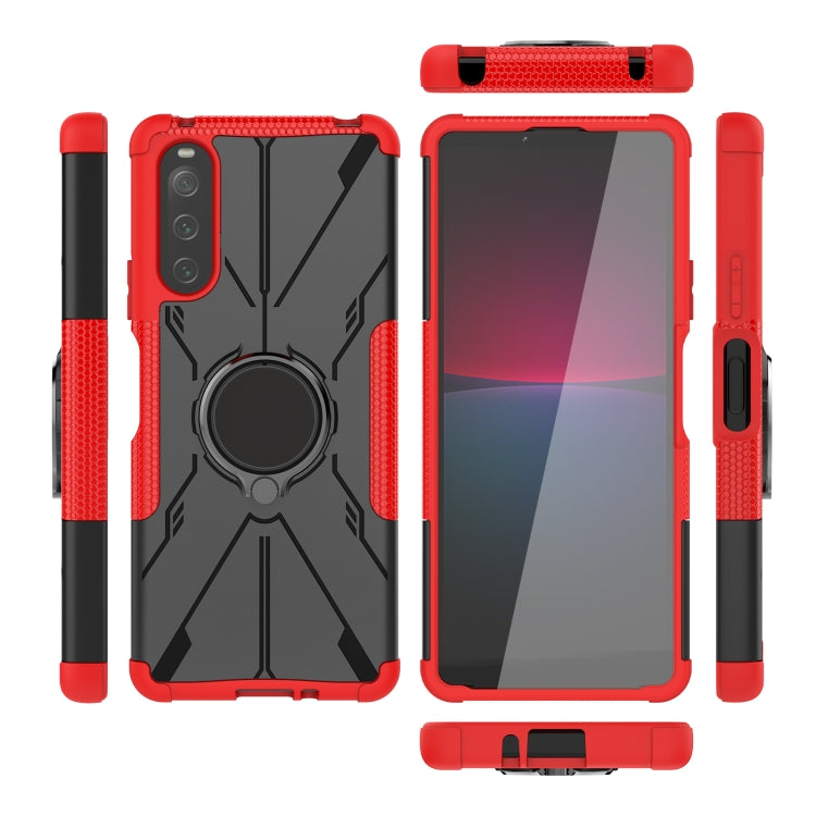 For Sony Xperia 10 IV Armor Bear Shockproof PC + TPU Phone Case with Ring