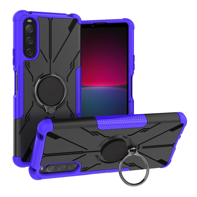For Sony Xperia 10 IV Armor Bear Shockproof PC + TPU Phone Case with Ring