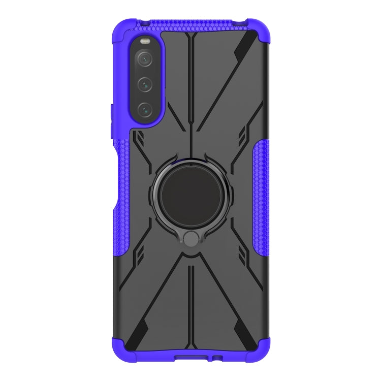 For Sony Xperia 10 IV Armor Bear Shockproof PC + TPU Phone Case with Ring