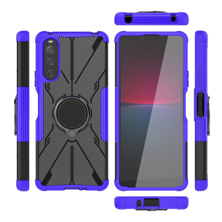 For Sony Xperia 10 IV Armor Bear Shockproof PC + TPU Phone Case with Ring