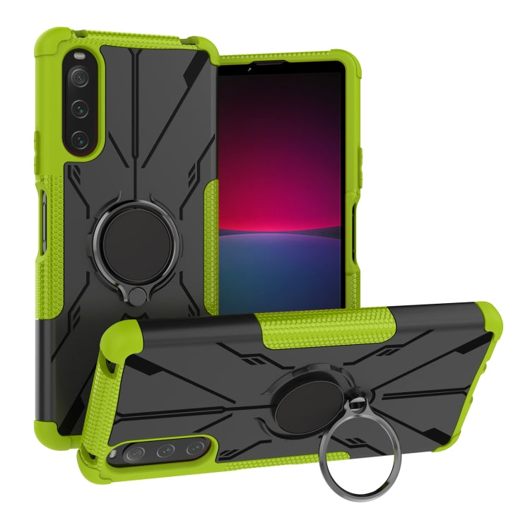 For Sony Xperia 10 IV Armor Bear Shockproof PC + TPU Phone Case with Ring