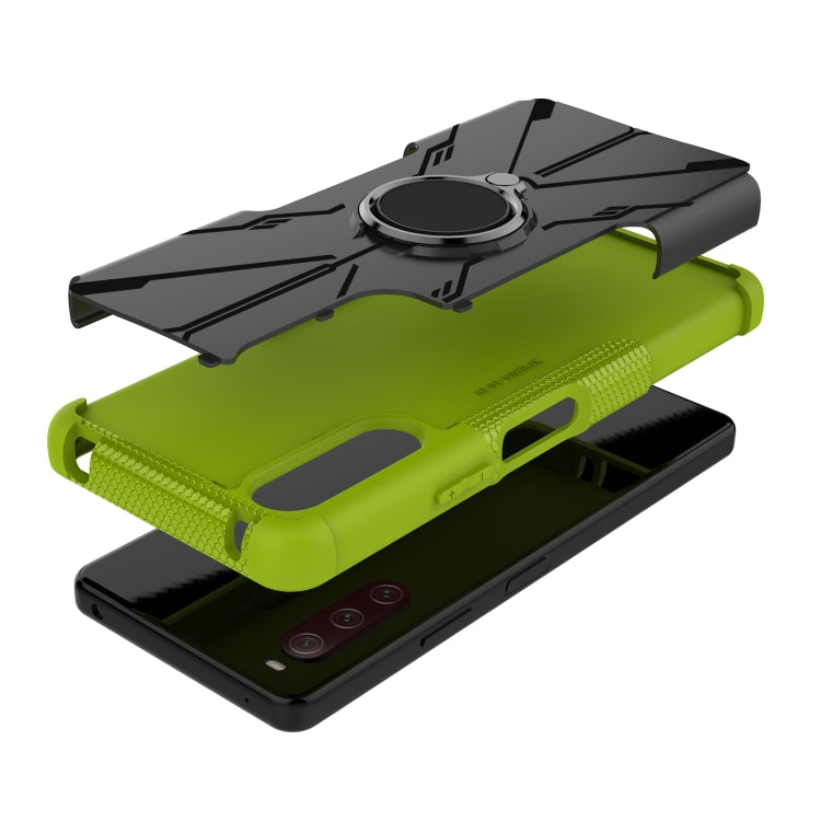 For Sony Xperia 10 IV Armor Bear Shockproof PC + TPU Phone Case with Ring