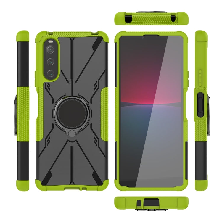 For Sony Xperia 10 IV Armor Bear Shockproof PC + TPU Phone Case with Ring