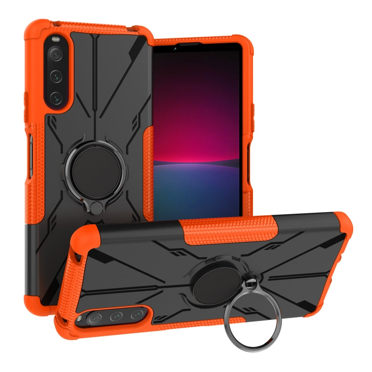 For Sony Xperia 10 IV Armor Bear Shockproof PC + TPU Phone Case with Ring