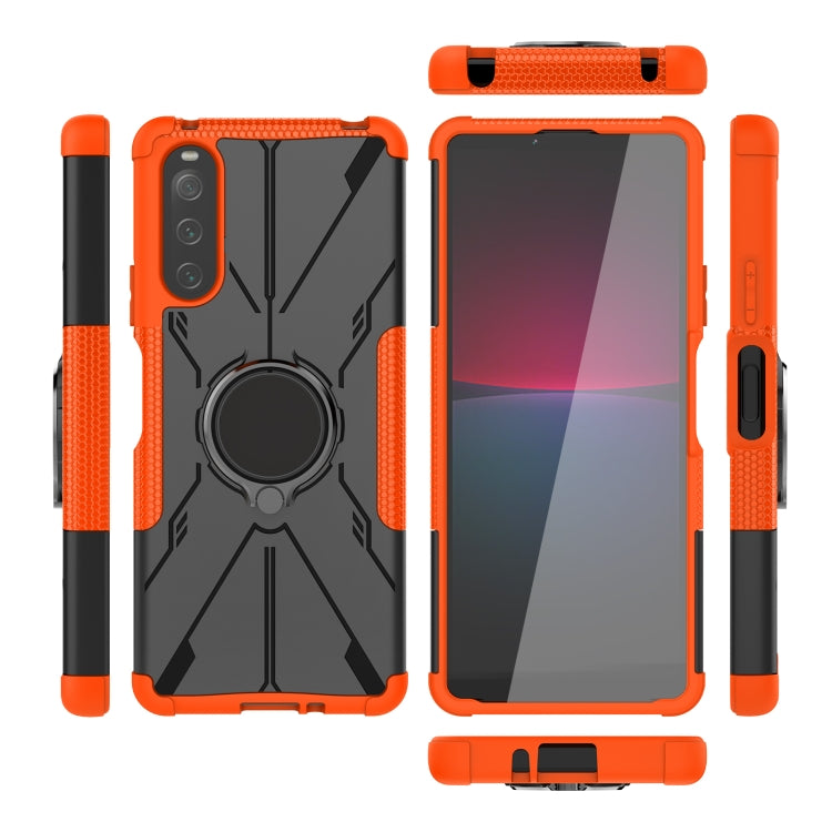 For Sony Xperia 10 IV Armor Bear Shockproof PC + TPU Phone Case with Ring