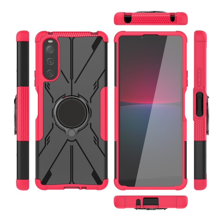 For Sony Xperia 10 IV Armor Bear Shockproof PC + TPU Phone Case with Ring