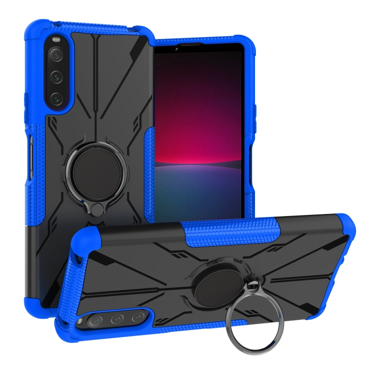 For Sony Xperia 10 IV Armor Bear Shockproof PC + TPU Phone Case with Ring