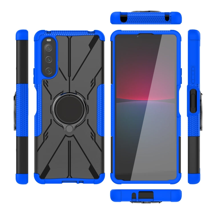 For Sony Xperia 10 IV Armor Bear Shockproof PC + TPU Phone Case with Ring