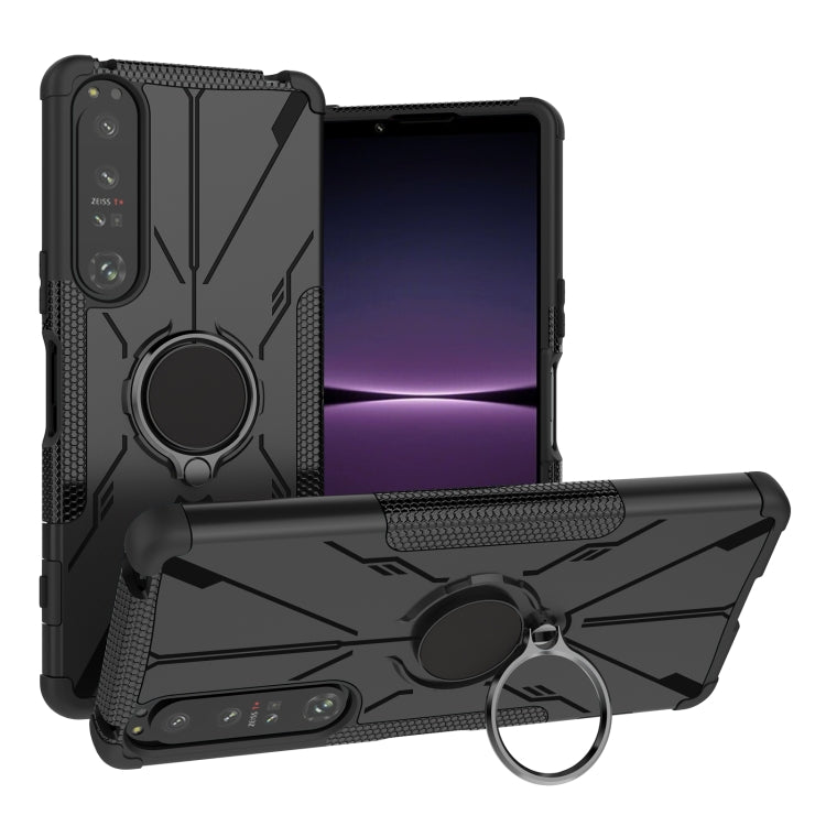 For Sony Xperia 1 IV Armor Bear Shockproof PC + TPU Phone Case with Ring