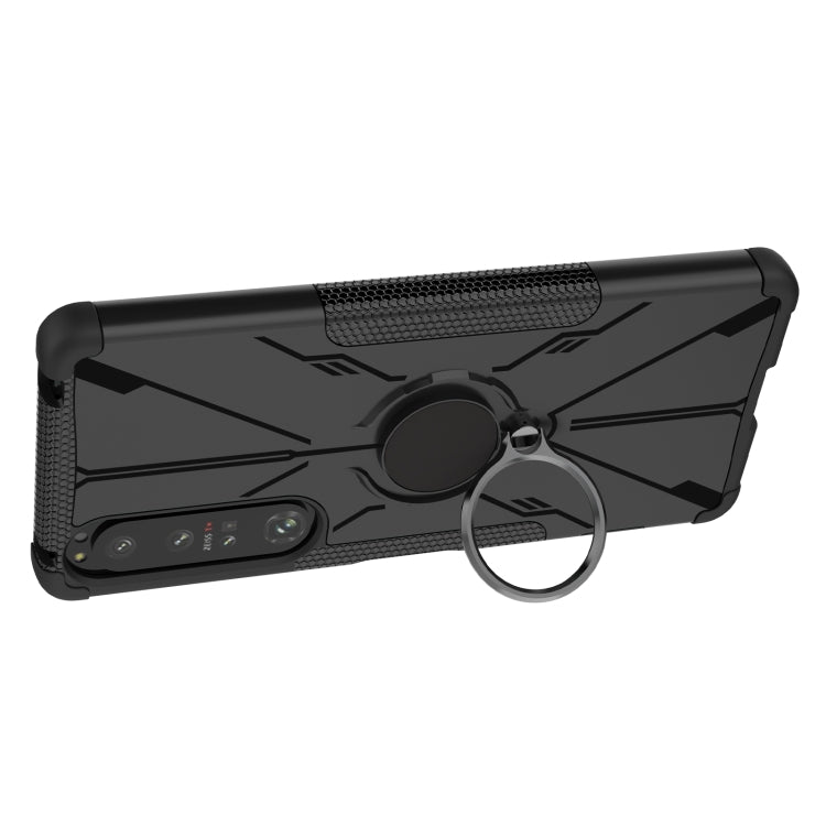 For Sony Xperia 1 IV Armor Bear Shockproof PC + TPU Phone Case with Ring