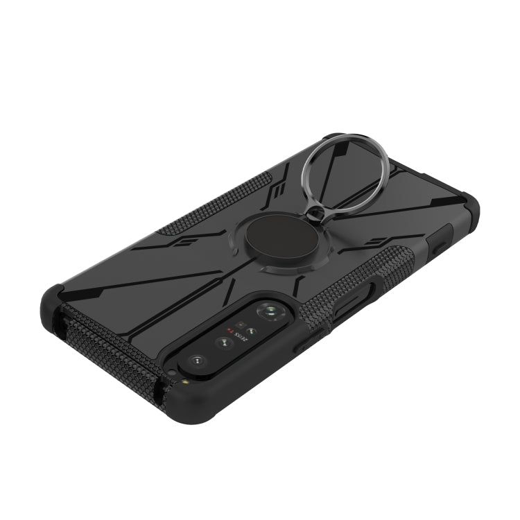 For Sony Xperia 1 IV Armor Bear Shockproof PC + TPU Phone Case with Ring