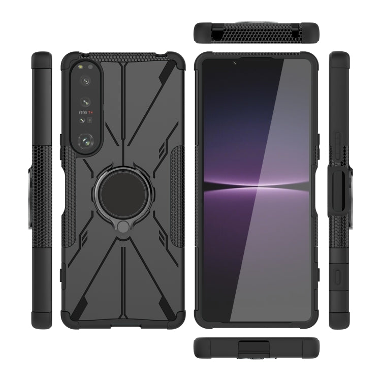 For Sony Xperia 1 IV Armor Bear Shockproof PC + TPU Phone Case with Ring