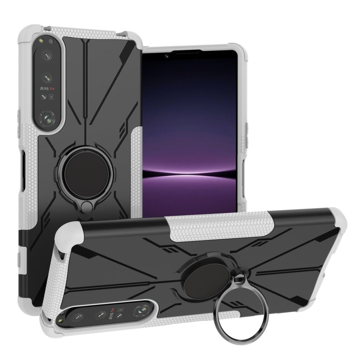 For Sony Xperia 1 IV Armor Bear Shockproof PC + TPU Phone Case with Ring