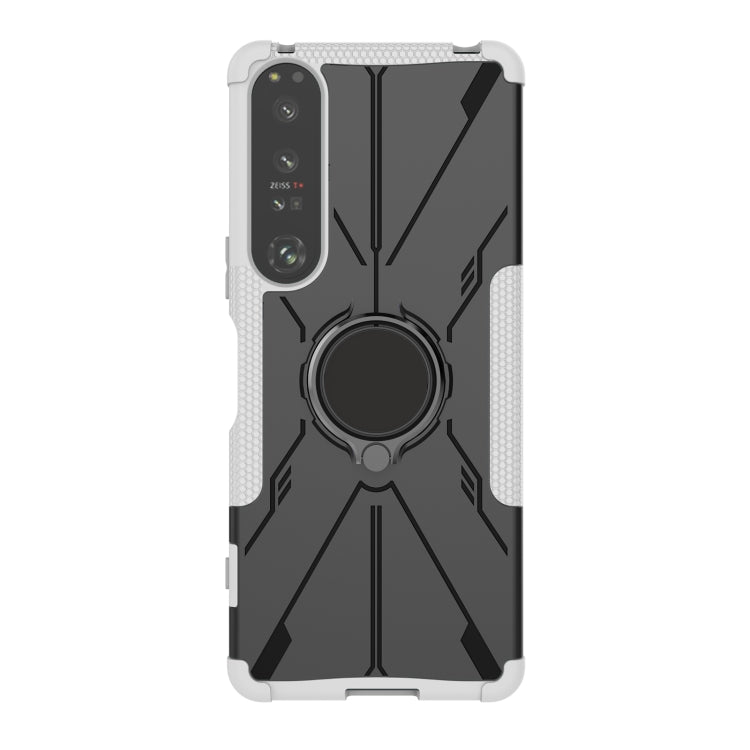 For Sony Xperia 1 IV Armor Bear Shockproof PC + TPU Phone Case with Ring