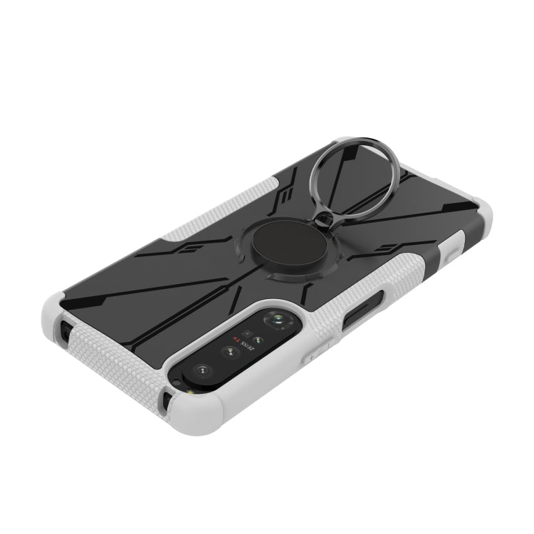 For Sony Xperia 1 IV Armor Bear Shockproof PC + TPU Phone Case with Ring