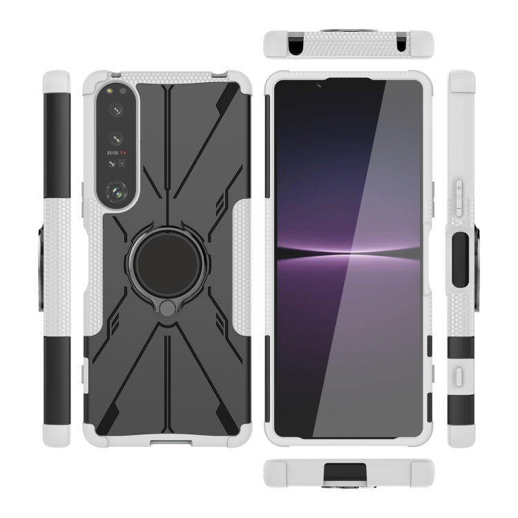 For Sony Xperia 1 IV Armor Bear Shockproof PC + TPU Phone Case with Ring