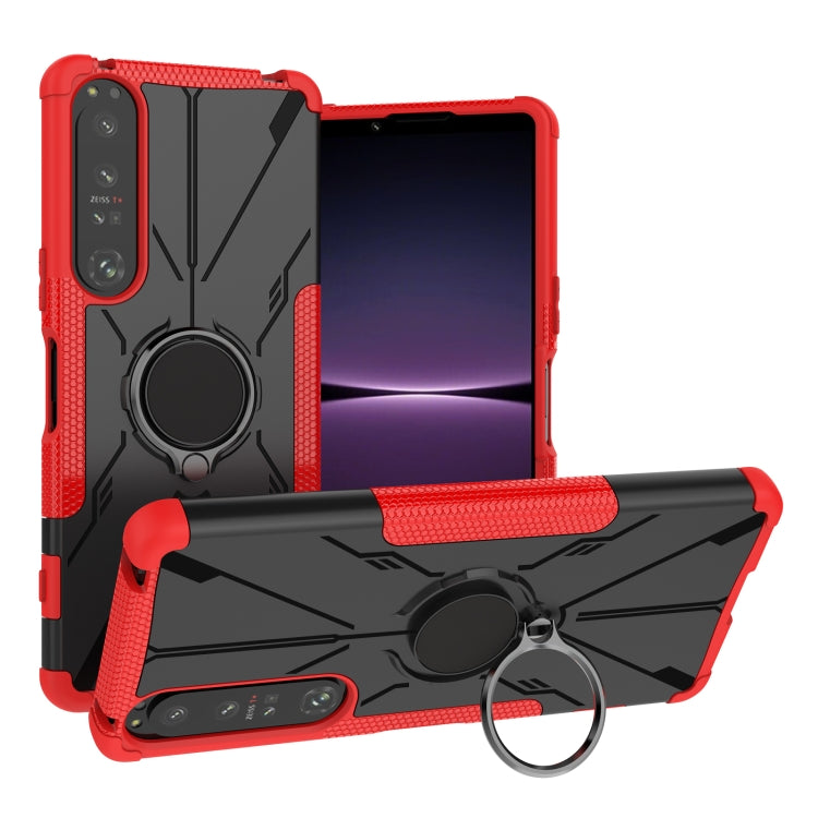 For Sony Xperia 1 IV Armor Bear Shockproof PC + TPU Phone Case with Ring