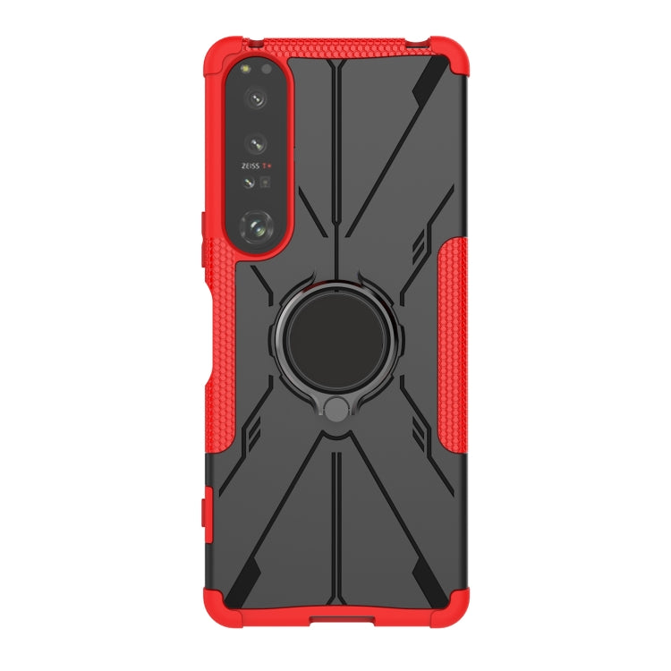 For Sony Xperia 1 IV Armor Bear Shockproof PC + TPU Phone Case with Ring