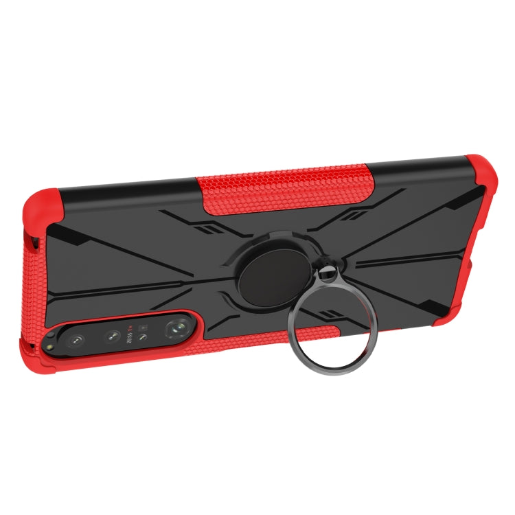 For Sony Xperia 1 IV Armor Bear Shockproof PC + TPU Phone Case with Ring