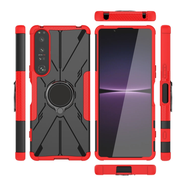 For Sony Xperia 1 IV Armor Bear Shockproof PC + TPU Phone Case with Ring