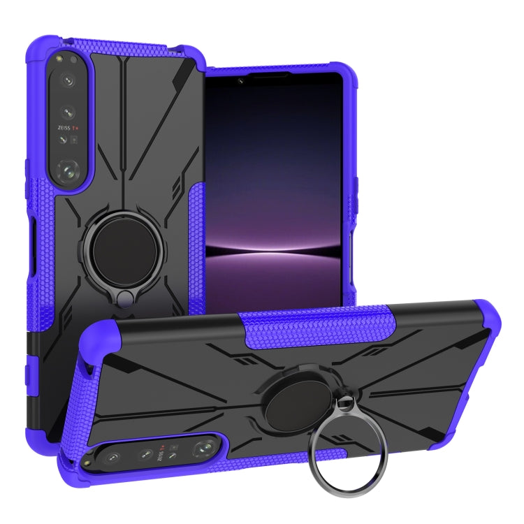 For Sony Xperia 1 IV Armor Bear Shockproof PC + TPU Phone Case with Ring