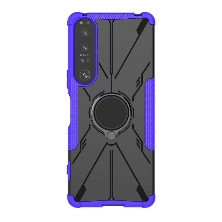 For Sony Xperia 1 IV Armor Bear Shockproof PC + TPU Phone Case with Ring