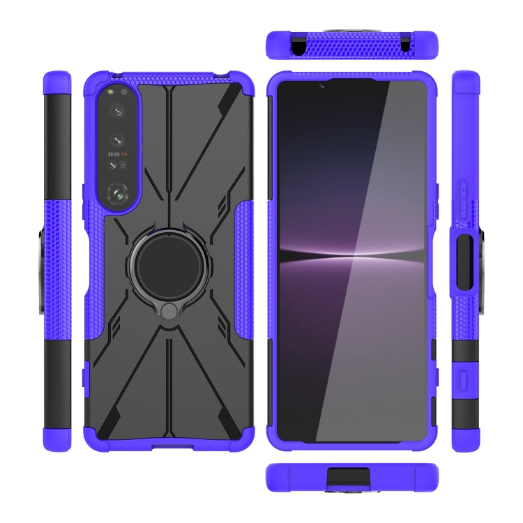 For Sony Xperia 1 IV Armor Bear Shockproof PC + TPU Phone Case with Ring