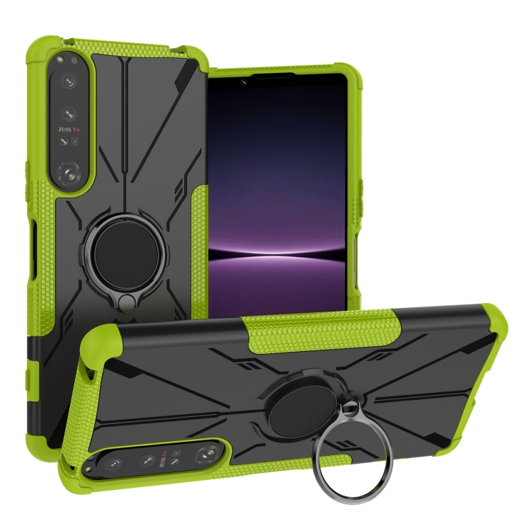 For Sony Xperia 1 IV Armor Bear Shockproof PC + TPU Phone Case with Ring