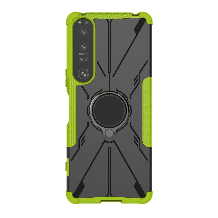For Sony Xperia 1 IV Armor Bear Shockproof PC + TPU Phone Case with Ring
