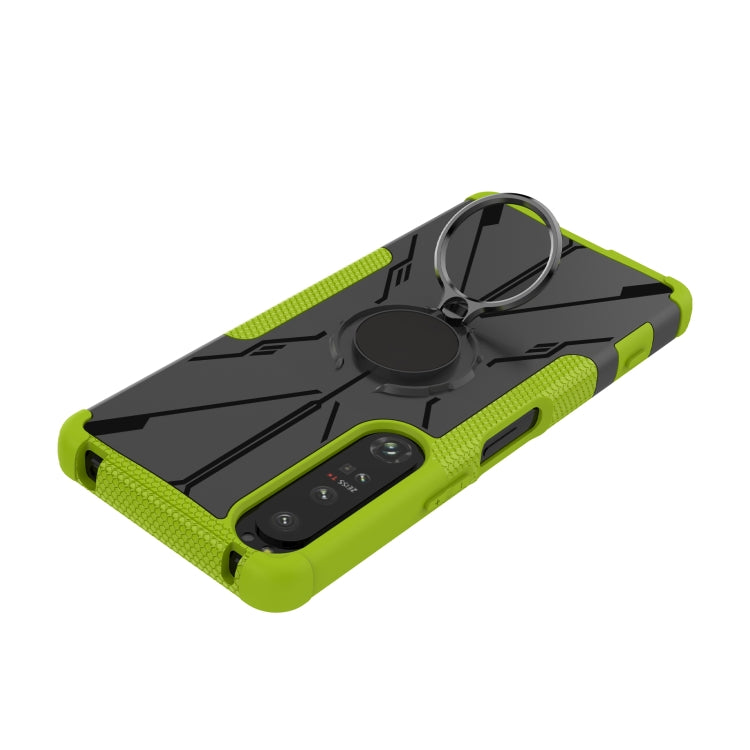 For Sony Xperia 1 IV Armor Bear Shockproof PC + TPU Phone Case with Ring