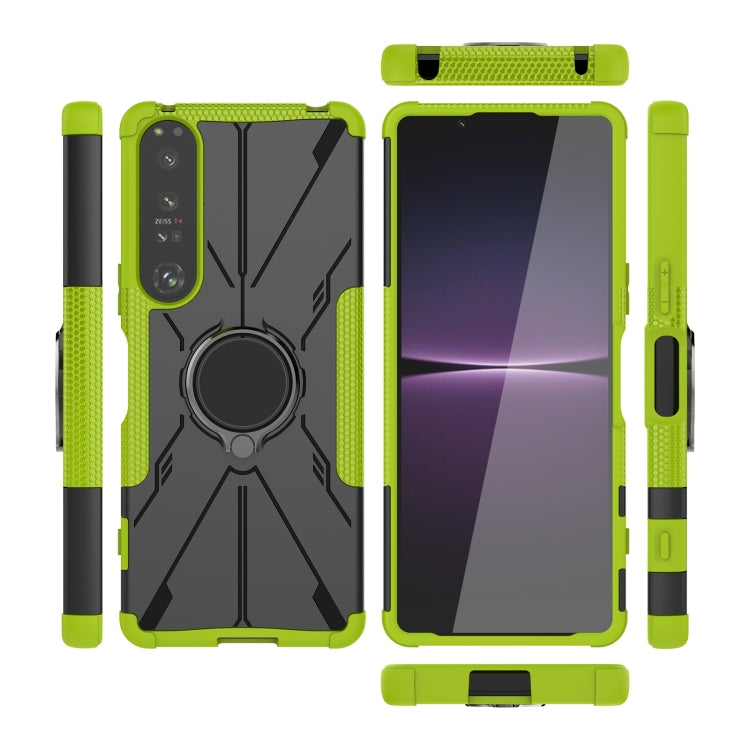 For Sony Xperia 1 IV Armor Bear Shockproof PC + TPU Phone Case with Ring