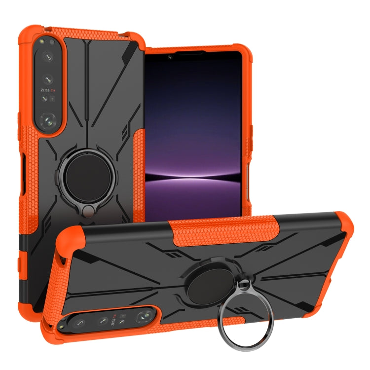 For Sony Xperia 1 IV Armor Bear Shockproof PC + TPU Phone Case with Ring