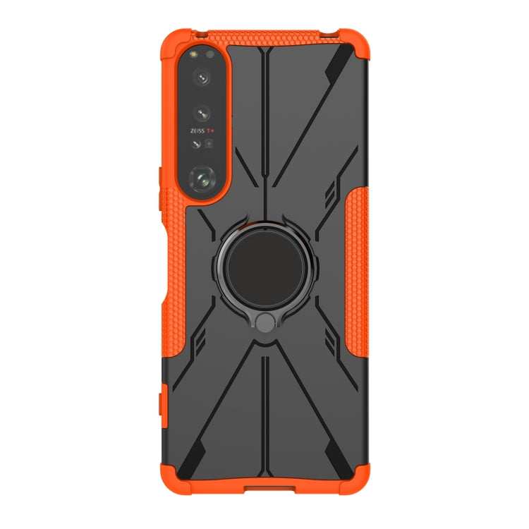 For Sony Xperia 1 IV Armor Bear Shockproof PC + TPU Phone Case with Ring