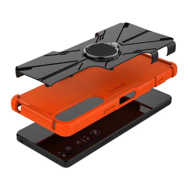 For Sony Xperia 1 IV Armor Bear Shockproof PC + TPU Phone Case with Ring