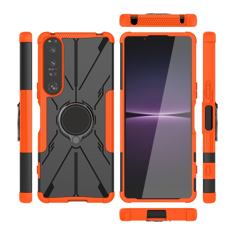 For Sony Xperia 1 IV Armor Bear Shockproof PC + TPU Phone Case with Ring