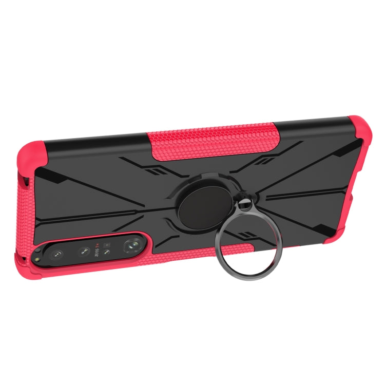 For Sony Xperia 1 IV Armor Bear Shockproof PC + TPU Phone Case with Ring