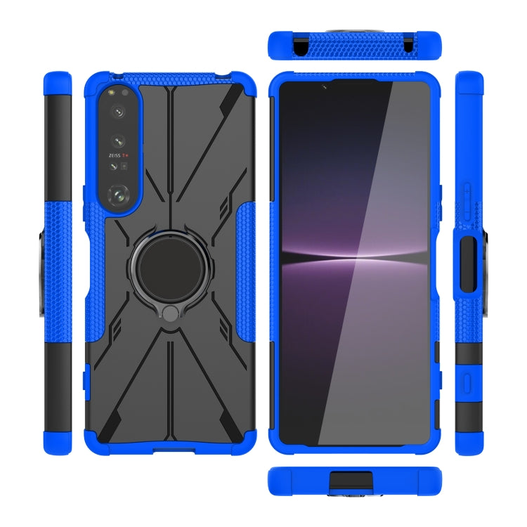 For Sony Xperia 1 IV Armor Bear Shockproof PC + TPU Phone Case with Ring