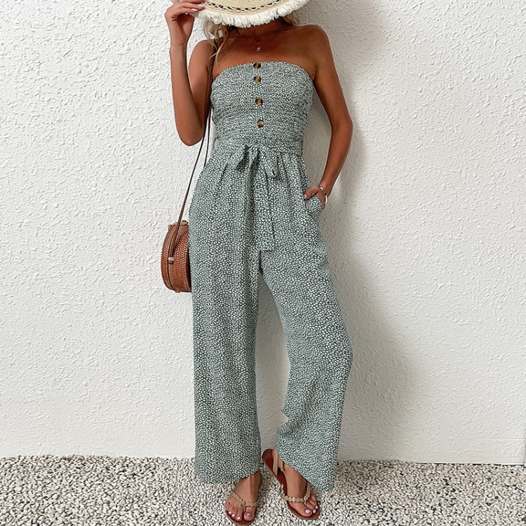 Temperament Jumpsuit Floral Trouser, Size: