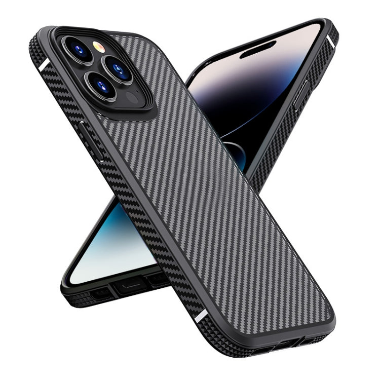 For iPhone 14 Pro Max iPAKY Carbon Fiber Texture Shockproof PC + TPU Protective Phone Case
