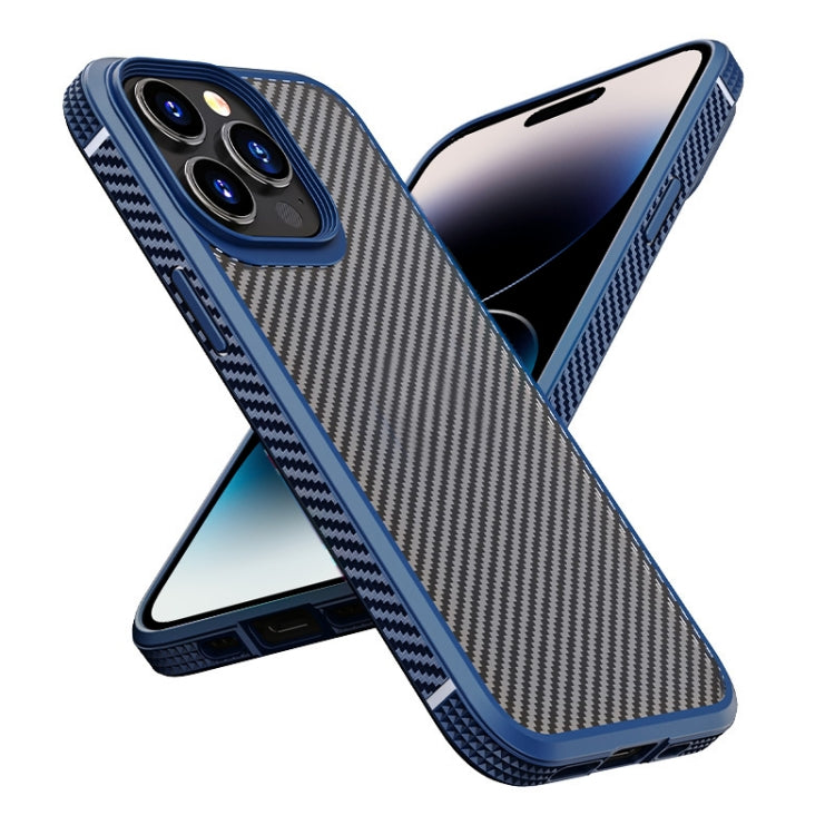 For iPhone 14 Pro Max iPAKY Carbon Fiber Texture Shockproof PC + TPU Protective Phone Case